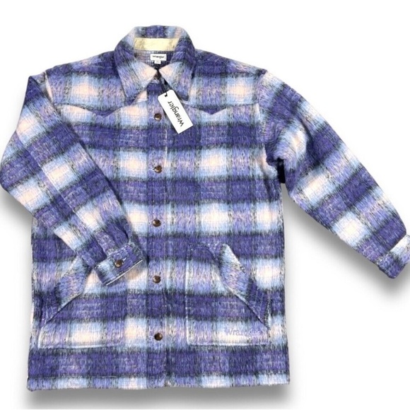 Urban Outfitters Wrangler Plaid Oversized Wool Blend Western Jacket NWT - Picture 9 of 15